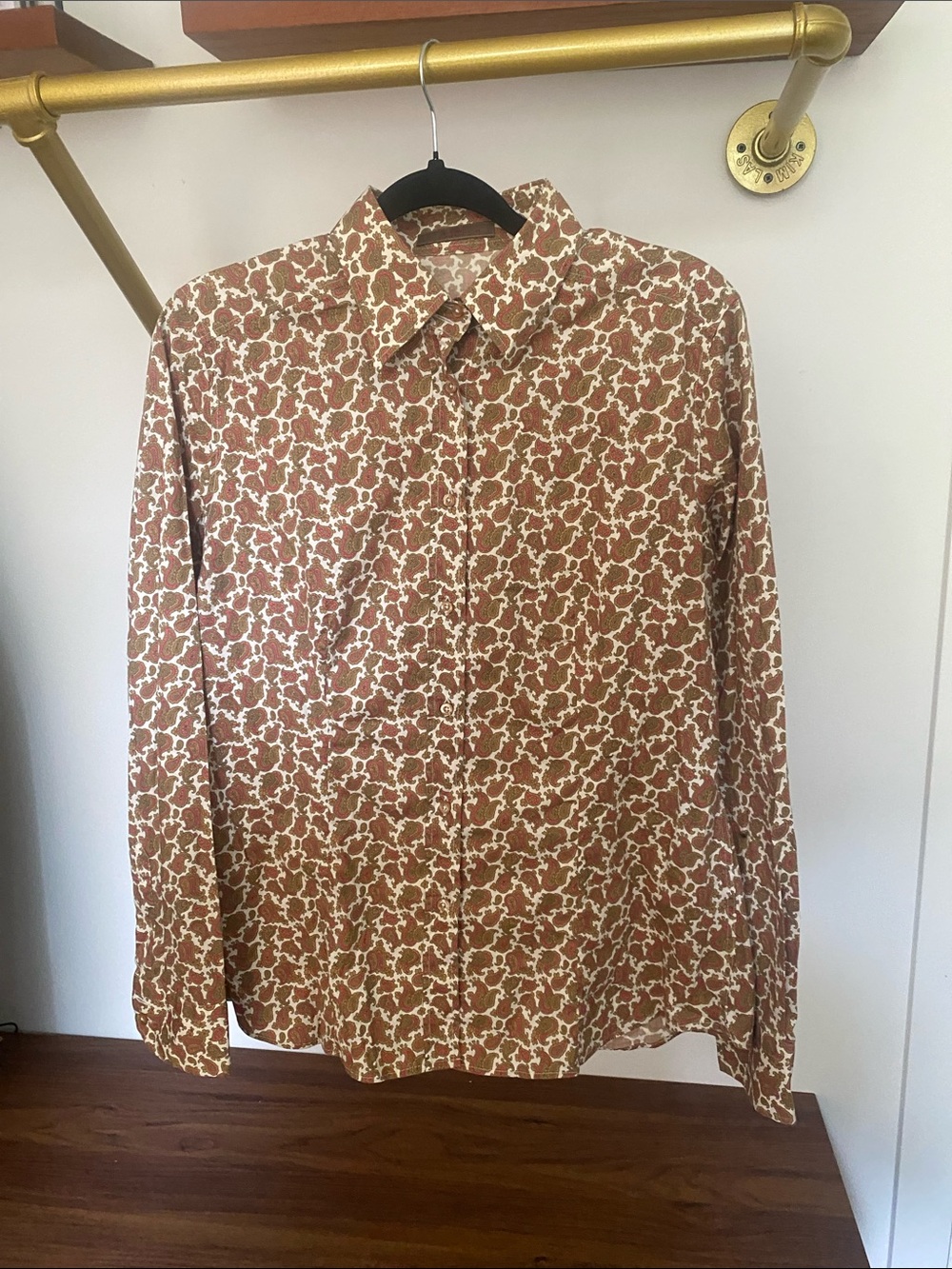ETRO - Brown and White Paisley Long-Sleeve Button-Down Shirt - Size L